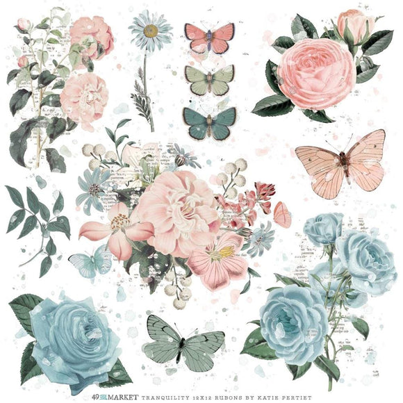 Scrapbooking  49 and Market Vintage Artistry Tranquility Rub-Ons 12