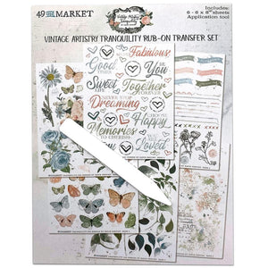 Scrapbooking  49 and Market Vintage Artistry Tranquility Rub-Ons 6"X8" 6/Sheets Embellishments