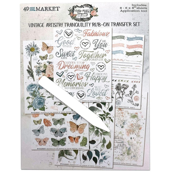 Scrapbooking  49 and Market Vintage Artistry Tranquility Rub-Ons 6