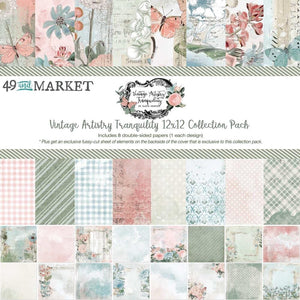 Scrapbooking  49 And Market Collection Pack 12"X12" Vintage Artistry Tranquility Paper 12"x12"