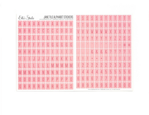 Elles Studio - Jane Tile Alphabet Cardstock Stickers - Pink