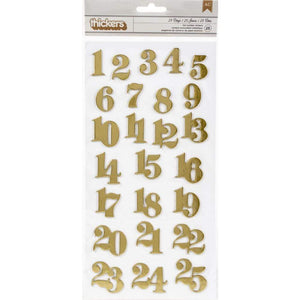 Scrapbooking  American Crafts Thickers Stickers 25 Days Gold Numbers 25/Pkg Alphas