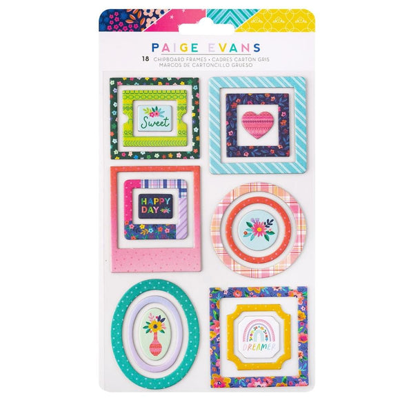 Scrapbooking  Paige Evans Blooming Wild Chipboard Mini Frames 18/Pkg embellishments