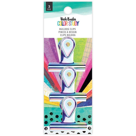 Scrapbooking  Vicki Boutin Color Study Bulldog Clips 3/Pkg Embellishments