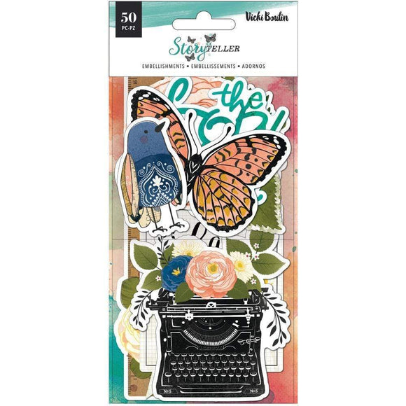 Scrapbooking  Vicki Boutin Storyteller Ephemera Cardstock Die-Cuts Icon & Title 50pk Ephemera