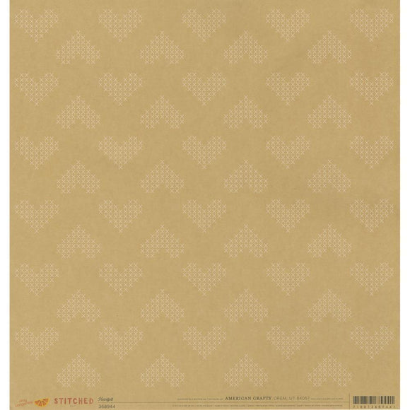 Scrapbooking  Amy Tangerine Stitched  Heart Felt Kraft Cardstock  12x12 Paper Paper 12