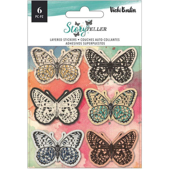 Scrapbooking  Vicki Boutin Storyteller Layered Stickers 6/Pkg Vellum Butterflies Paper 12