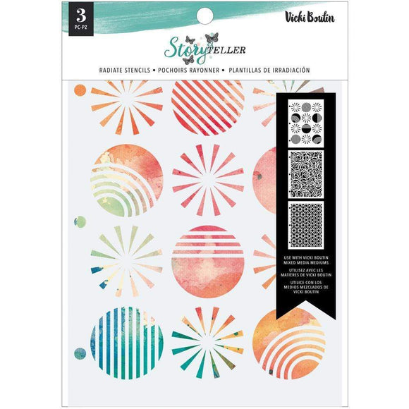Scrapbooking  Vicki Boutin Storyteller Stencils 3/Pkg Radiate Paper 12