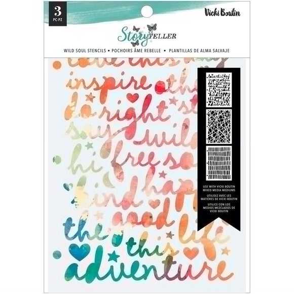 Scrapbooking  Vicki Boutin Storyteller Stencils 3/Pkg Wild Soul Paper 12