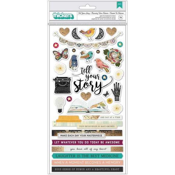 Scrapbooking  Vicki Boutin Storyteller Thickers Stickers 73/Pkg Phrase & Words, W/Gold Foil Accents Paper 12