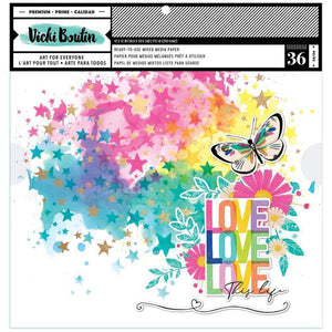 Scrapbooking  Vicki Boutin Mixed Media Backgrounds Paper 12"X12" 36/Pkg Color Study Paper Pad