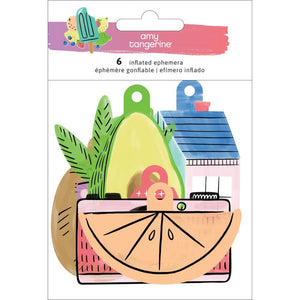 Scrapbooking  Amy Tan Stay Sweet Inflated Ephemera Die-Cuts 6/Pkg Double-Sided Puffy Stickers