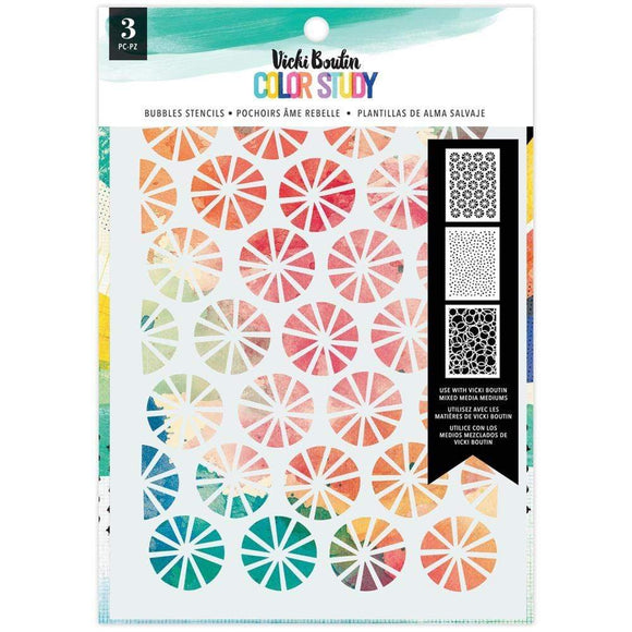 Scrapbooking  Vicki Boutin Color Study Stencils 3/Pkg Bubbles Stencil