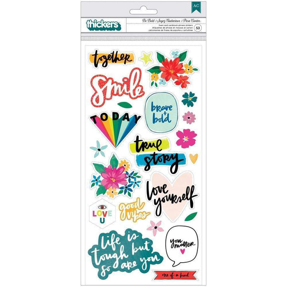 Scrapbooking  Amy Tan Brave & Bold Thickers Stickers 53/Pkg Be Bold Phrase/Foam stickers
