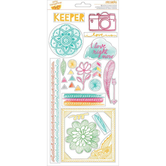 Scrapbooking  Amy Tan Rise & Shine Transparent Accent and Phrase Stickers stickers