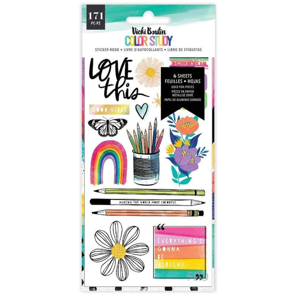 Scrapbooking  Vicki Boutin Color Study Sticker Book W/Gold Foil Accents 171/Pkg stickers