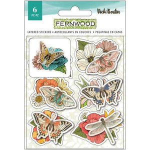 Scrapbooking  Vicki Boutin Fernwood Layered Stickers 6/Pkg stickers