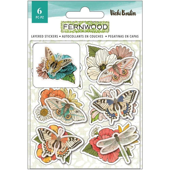 Scrapbooking  Vicki Boutin Fernwood Layered Stickers 6/Pkg stickers