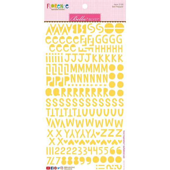 Scrapbooking  Bella Besties Florence Alphabet Stickers - Bell Pepper Alphas