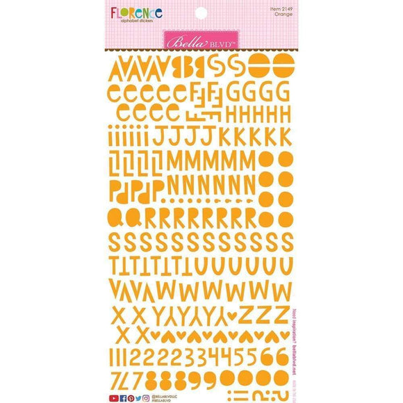 Scrapbooking  Bella Besties Florence Alphabet Stickers - Orange Alphas