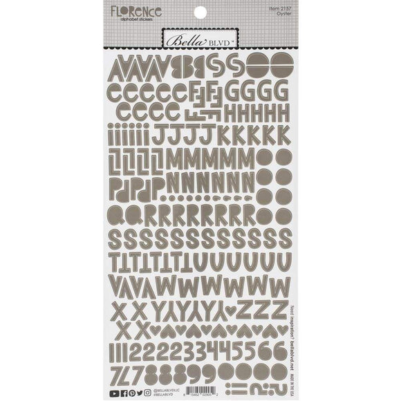 Scrapbooking  Bella Besties Florence Alphabet Stickers - Oyster Alphas