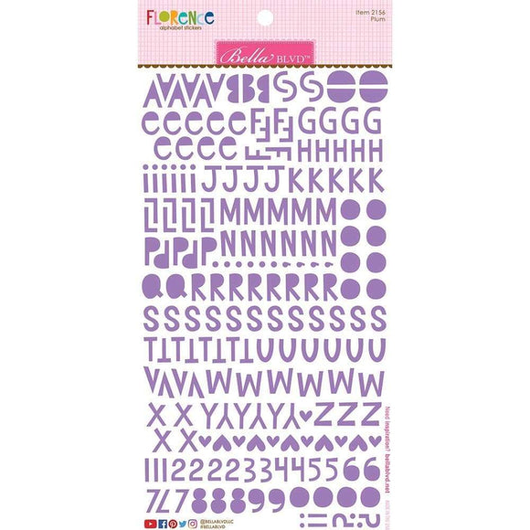 Scrapbooking  Bella Besties Florence Alphabet Stickers - Plum Alphas