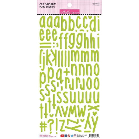 Scrapbooking  Bella Blvd Besties - Aria Puffy Alphabet Stickers - Pickle Juice Alphas