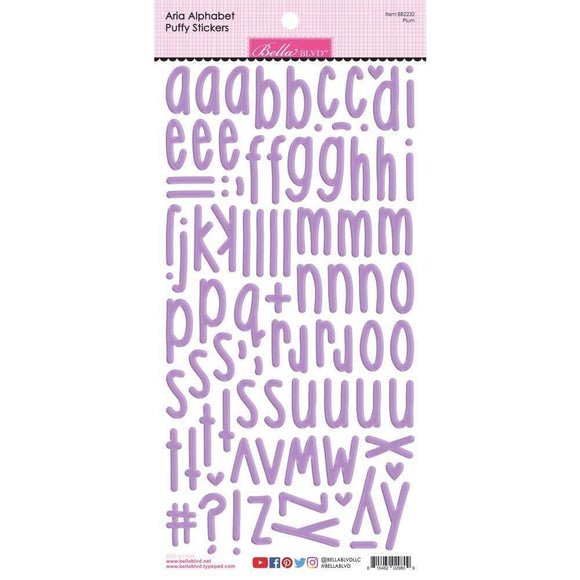 Scrapbooking  Bella Blvd Besties - Aria Puffy Alphabet Stickers - Plum Alphas