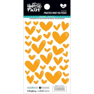 Scrapbooking  Illustrated Faith Enamel Hearts Stickers - Practice What You Peach Embellishments