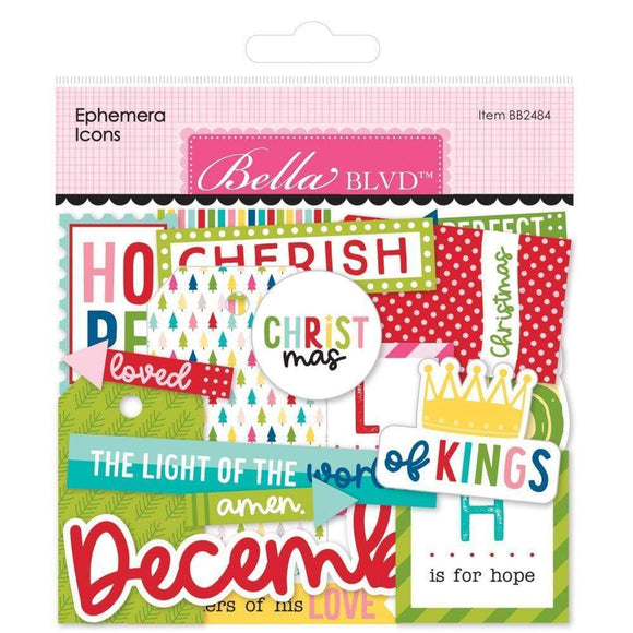 Scrapbooking  Bella Blvd Cardstock Ephemera Words, Let Us Adore Him ephemera