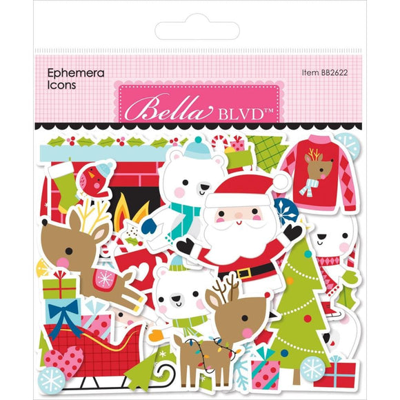 Scrapbooking  Bella Blvd The North Pole Cardstock Ephemera Icons 125pk Ephemera