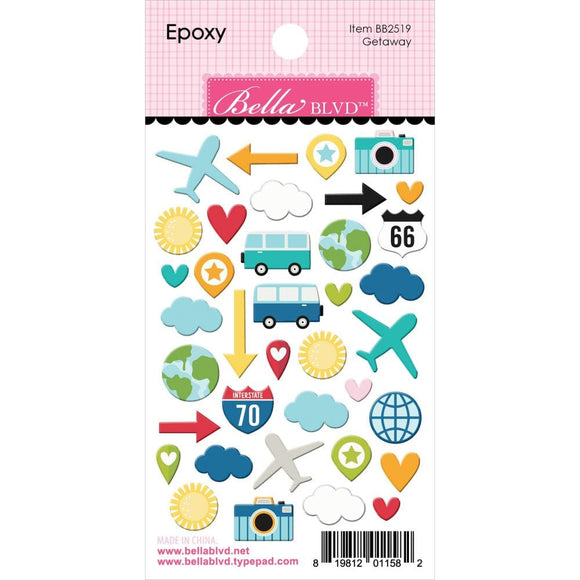 Scrapbooking  Bella Blvd Time To Travel Epoxy Stickers Getaway stickers