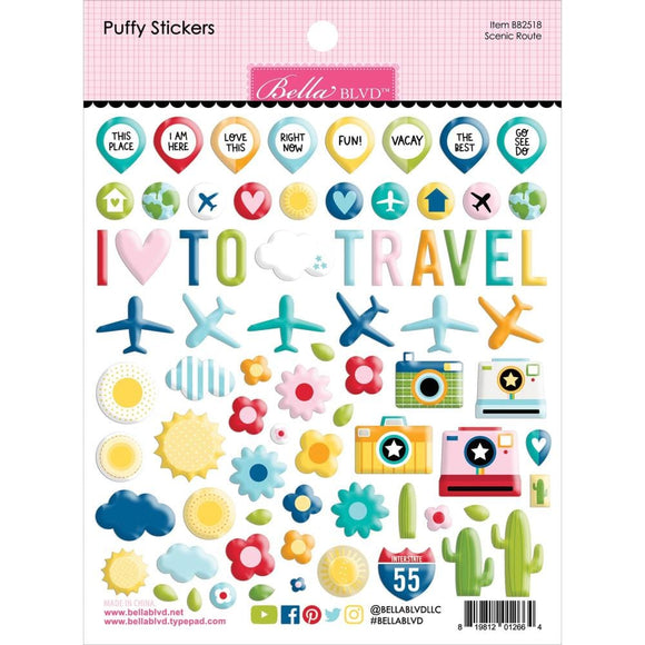 Scrapbooking  Bella Blvd Time To Travel Puffy Stickers stickers