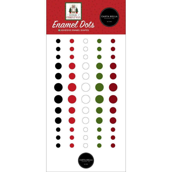Scrapbooking  Carta Bella Adhesive Enamel Dots 60/Pkg Home For Christmas Embellishments