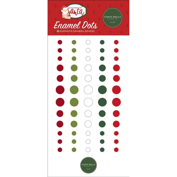 Scrapbooking  Carta Bella Adhesive Enamel Dots 60/Pkg Letters To Santa Embellishments