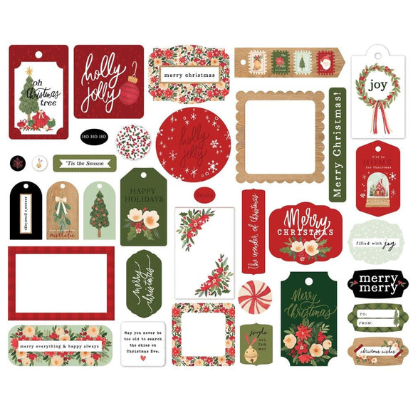 Scrapbooking  Carta Bella Cardstock Ephemera 33/Pkg Frames & Tags, Letters To Santa Ephemera