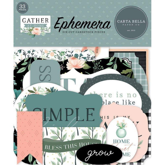 Scrapbooking  Carta Bella Gather At Home Cardstock Ephemera 33/Pkg Icons Ephemera