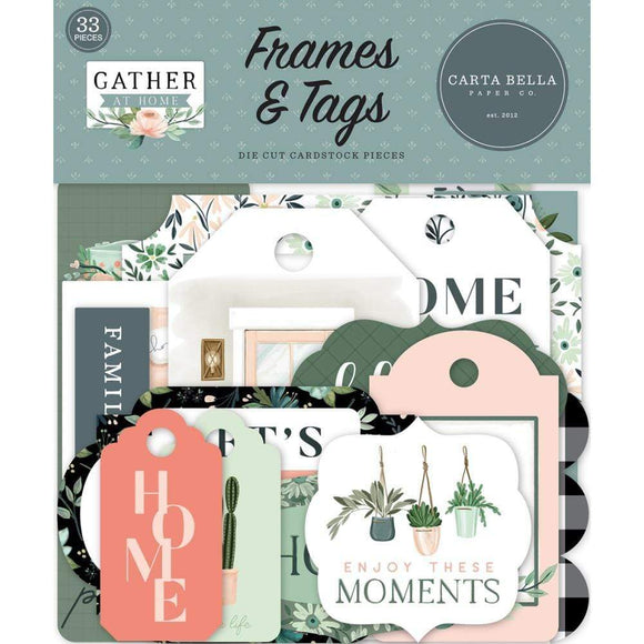 Scrapbooking  Carta Bella Gather At Home Cardstock Tags & Frames 33/Pkg Ephemera
