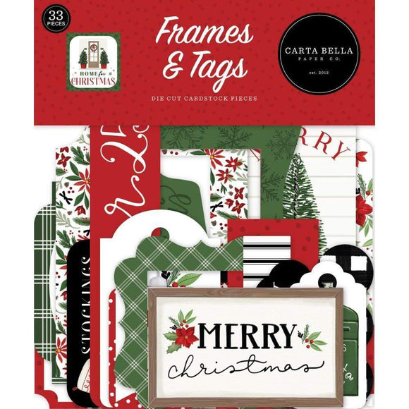 Scrapbooking  Carta Bella Home For Christmas Cardstock Ephemera 33/Pkg Frames & Tags Ephemera
