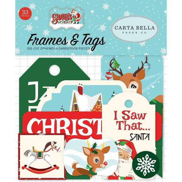 Scrapbooking  Santa's Workshop Ephemera Cardstock Die-Cuts 33/Pkg Frames & Tags Ephemera