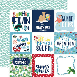 Scrapbooking  Carta Bella Beach Party Double-Sided Cardstock 12"X12" - 4x4 Journaling Cards Paper 12"x12"