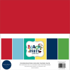 Scrapbooking  Carta Bella Double-Sided Solid Cardstock 12"X12" 6/Pkg Beach Party, 6 Colors Paper 12"x12"
