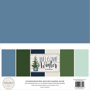 Scrapbooking  Carta Bella Double-Sided Solid Cardstock 12"X12" 6/Pkg Welcome Winter, 6 Colors Paper 12"x12"
