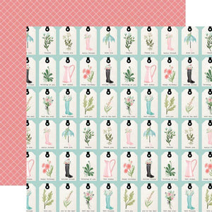 Scrapbooking  Carta Bella Flower Garden Double-Sided Cardstock 12"X12" - Love You Tags Paper 12"x12"