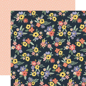 Scrapbooking  Carta Bella Here, There And Everywhere Double-Sided Cardstock 12"X12" - Bright Floral Paper 12"x12"