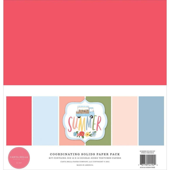 Scrapbooking  Carta Bella Summer Double-Sided Solid Cardstock 12