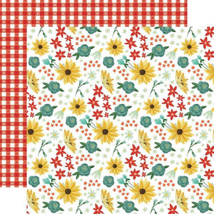 Scrapbooking  Carta Bella Sunflower Market Double-Sided Cardstock 12"X12" - Sunny Sunflowers Paper 12"x12"