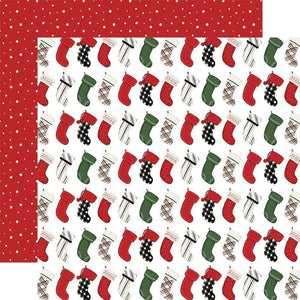 Scrapbooking  Home For Christmas Double-Sided Cardstock 12"X12" -Stockings Were Hung Paper 12"x12"