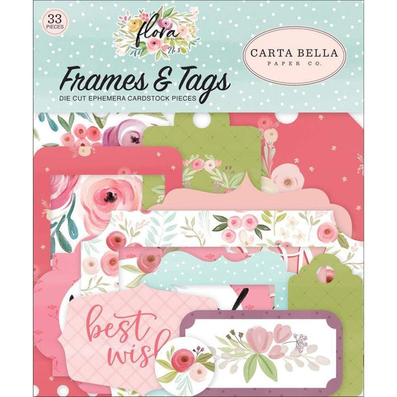Scrapbooking  Carta Bella Flora No. 3, Cardstock Ephemera 33/Pkg Frames & Tags Paper 12x12