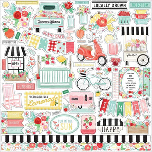 Scrapbooking  Summer Market Cardstock Stickers 12"X12" Elements Paper 12x12